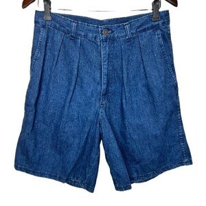 Vintage Mom Jeans Pleated Denim Jean Bermuda High Rise Shorts Size 32​